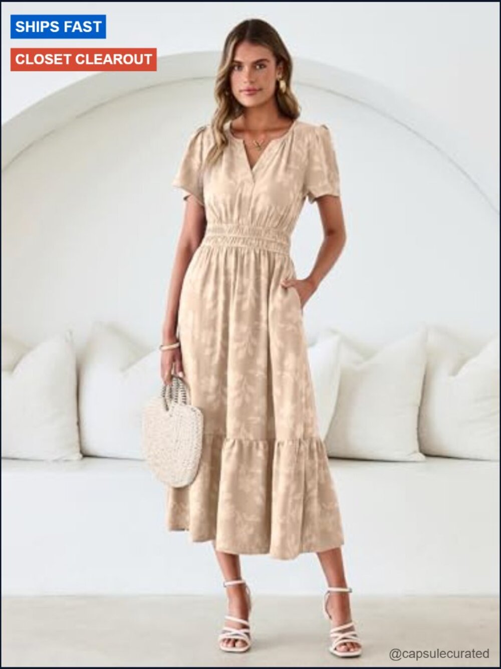 Boho Maxi Dress Semi Formal Wedding Guest Short Sleeve V-Neck Empire Waist Long - Picture 3 of 7